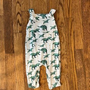 Kate Quinn dinosaur overalls
